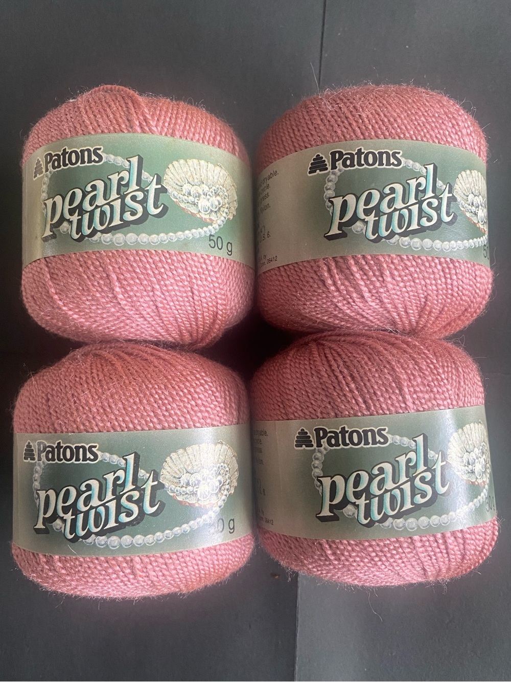 Lot of 4 Balls Patons Pearl Twist Yarn Color 6117 Pink Shade 50 Gr. 136 Yrd Each
